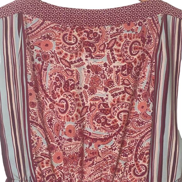 Loft Sleeveless Paisley and Stripes Dress with Cinched Waist Size S - Picture 7 of 10